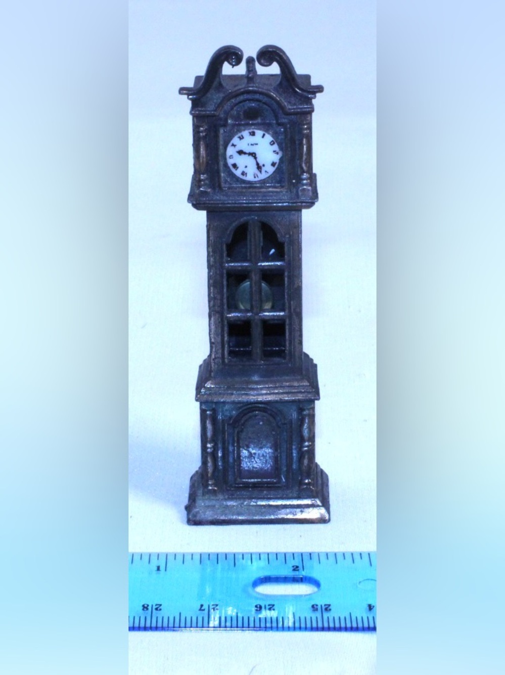 Vintage Die-Cast Metal Mini Grandfather Clock Pencil Sharpener